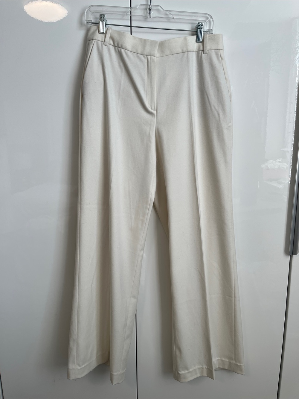 MASSIMO DUTTI NWOT Wool Effect Classic Wide Leg Cream Dress Pants, Size 10